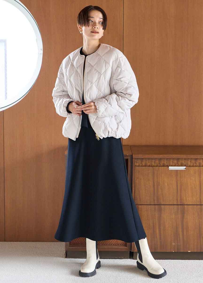 TAION菱格絎縫短版外套